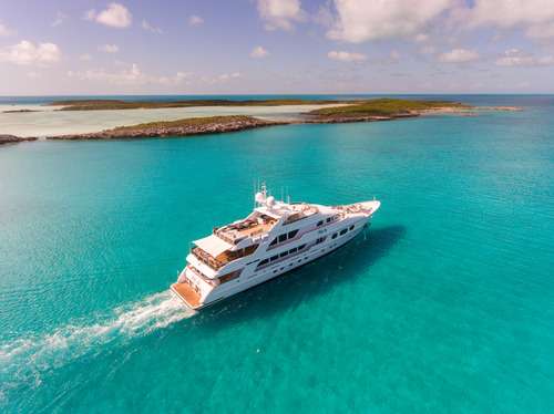 Lady Joy Christensen 157 Luxury Yacht Charter Running in the Bahamas