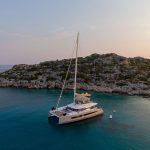 Serenissima Crewed Alegria 67 Catamaran Charter Anchored in Greece