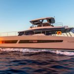ChristAL MiO Crewed Fountaine Pajot Power 67 Powercat Charter Running in Greece