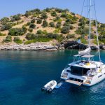 Andiamo Crewed Lagoon 50 Catamaran Charter Anchored in Greece