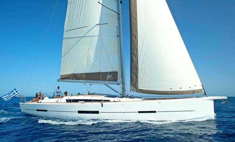 Drunken Sailor Crewed Dufour 560 Grand Large Yacht Charter Sailing in Greece