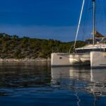 Flo Crewed Lagoon 52 Catamaran Charter Anchored in Greece