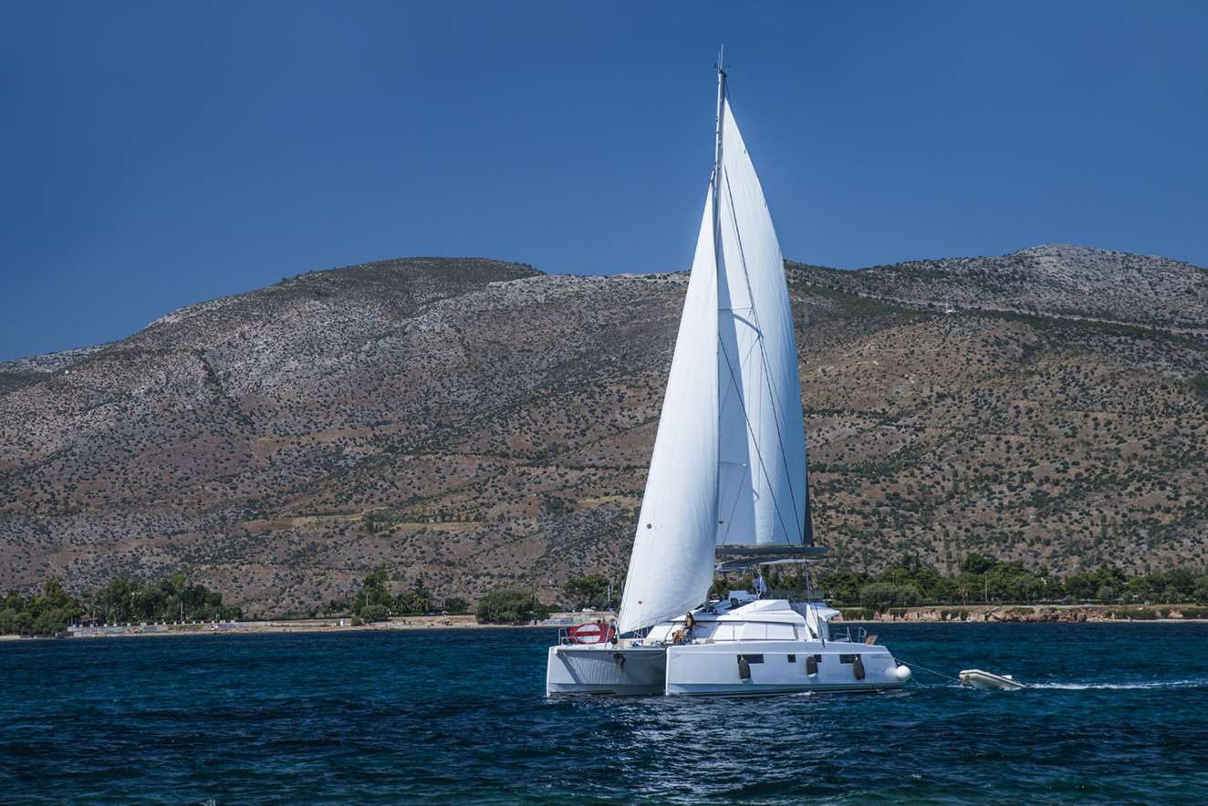 Odyssey Crewed Nautitech 46 Fly Catamaran Charter Sailing in Greece