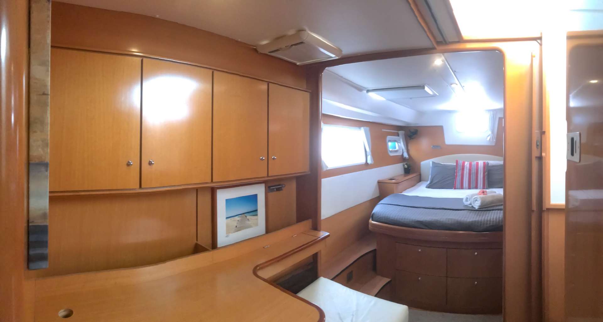 Doris Crewed Catamaran Charter En Suite Queen Master Cabin in Belize