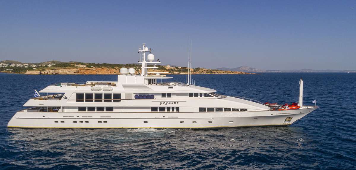 Pegasus luxury crewed 173 Feadship motor yacht charter cruising in Greece