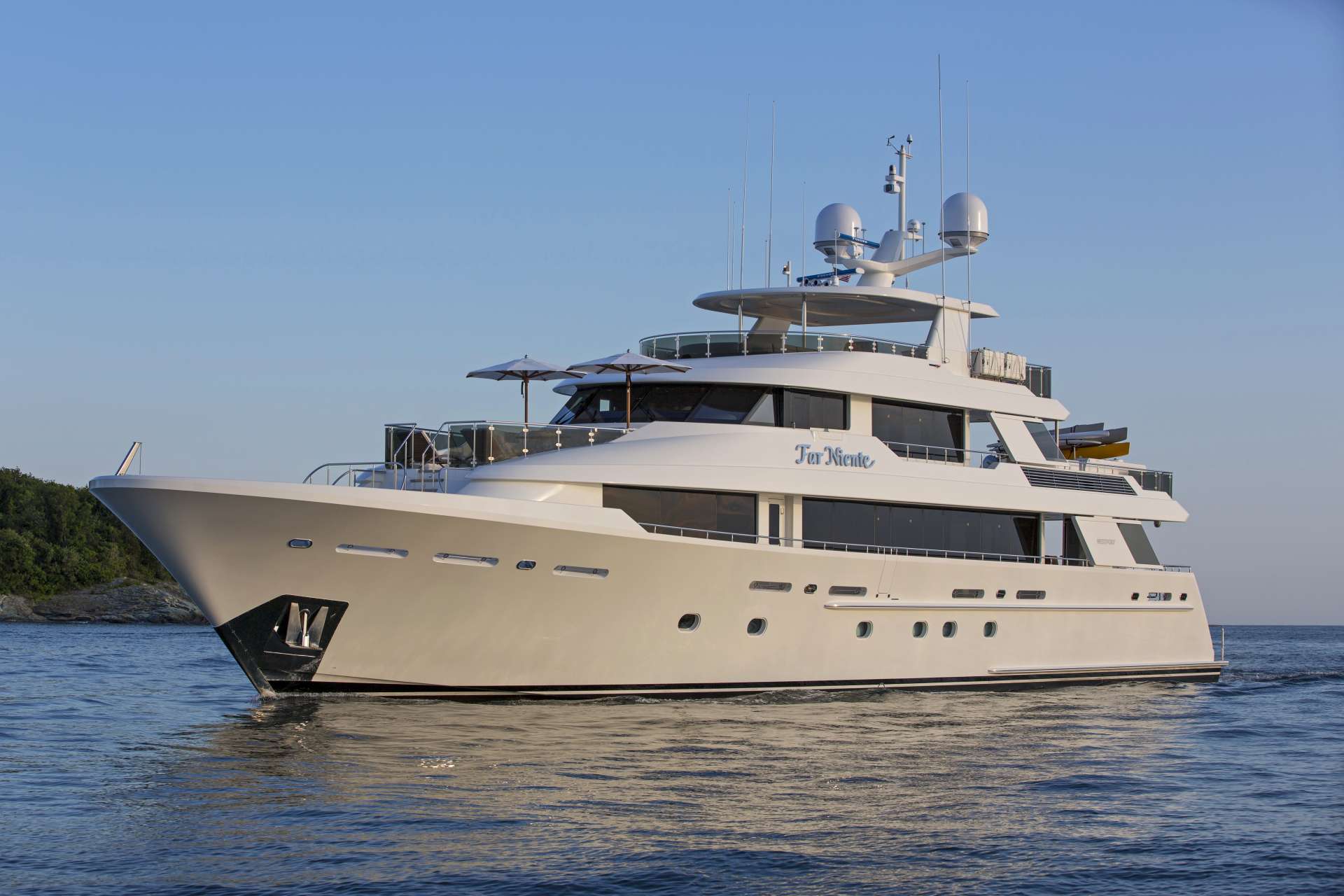 Far Niente Westport 130 Luxury Yacht Charter Anchored in the Caribbean