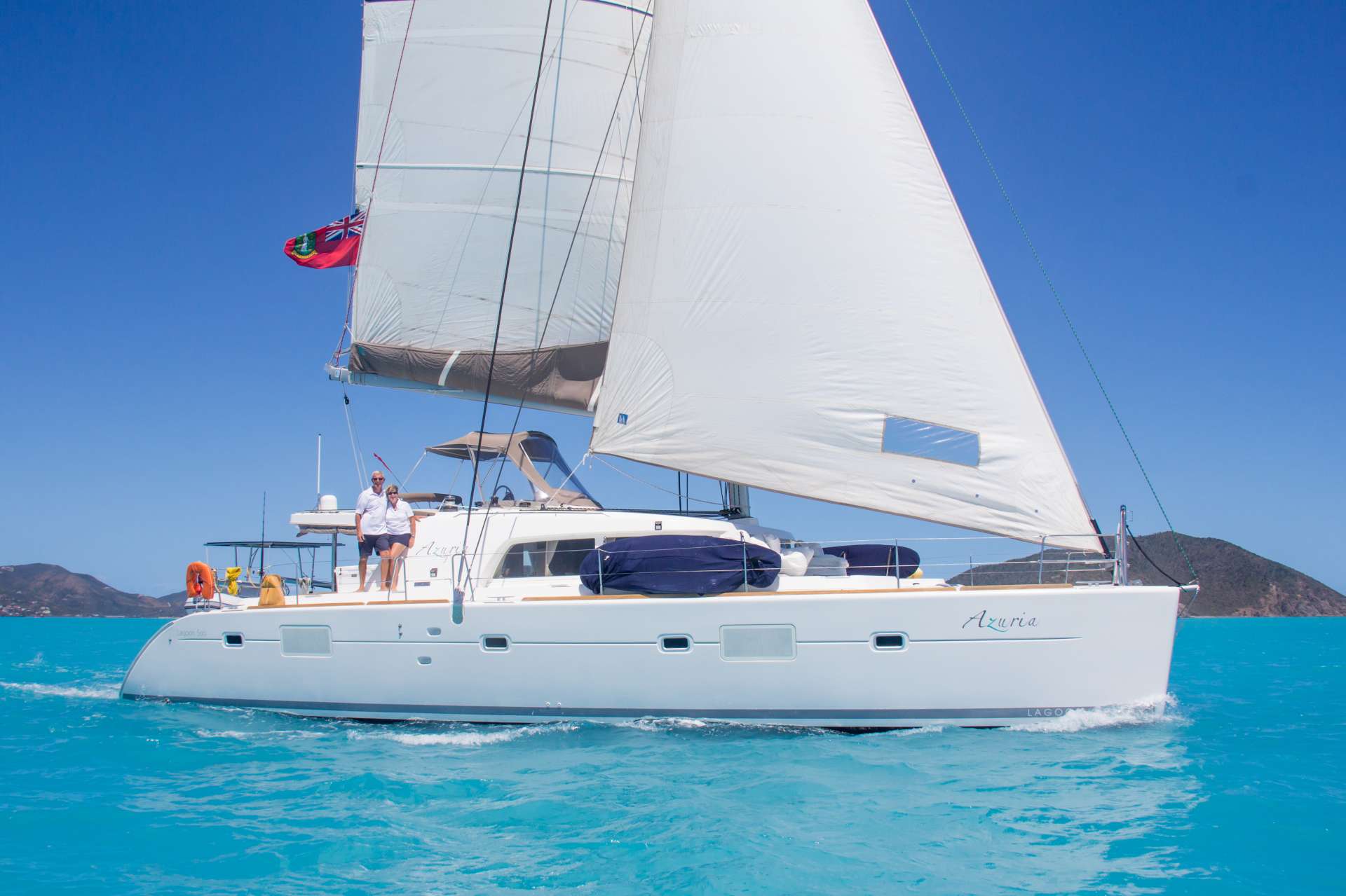 Azuria Crewed Lagoon 500 Catamaran Charter Sailing the BVI