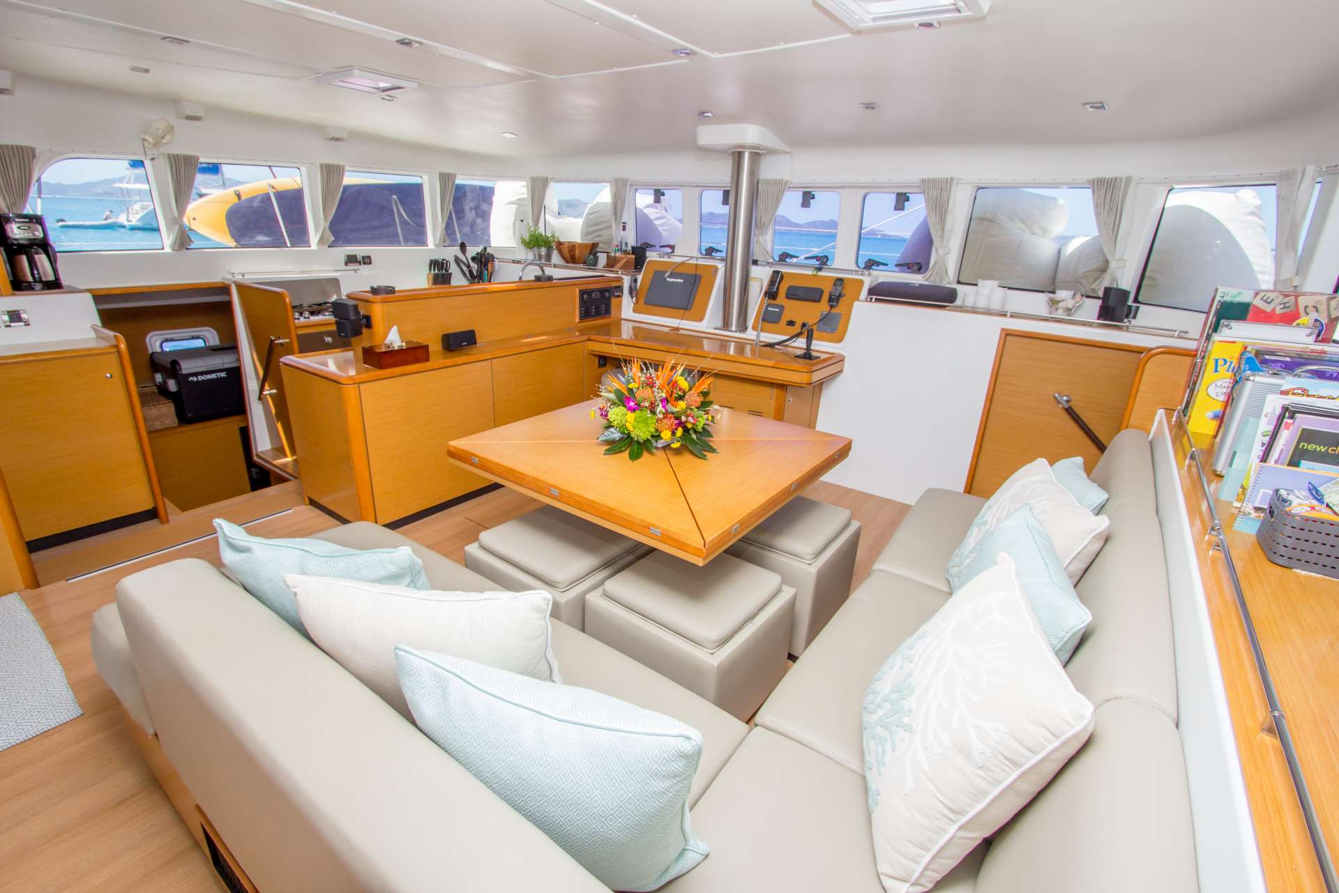 Azuria Crewed Lagoon 500 Catamaran Charters Main Salon Dining
