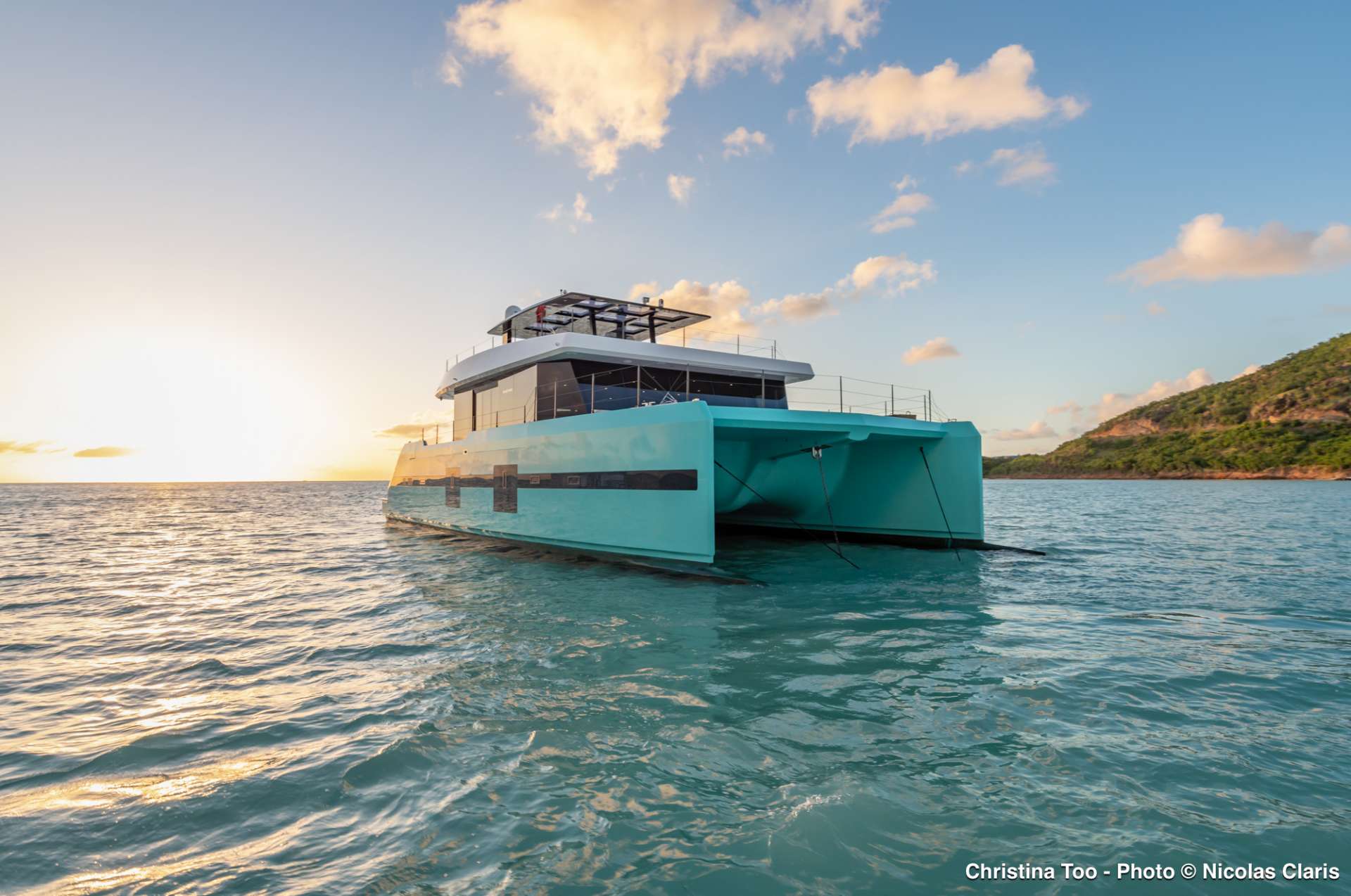 Christina Too Crewed Sunreef 68 Powercat Charter Anchored at St. Martin