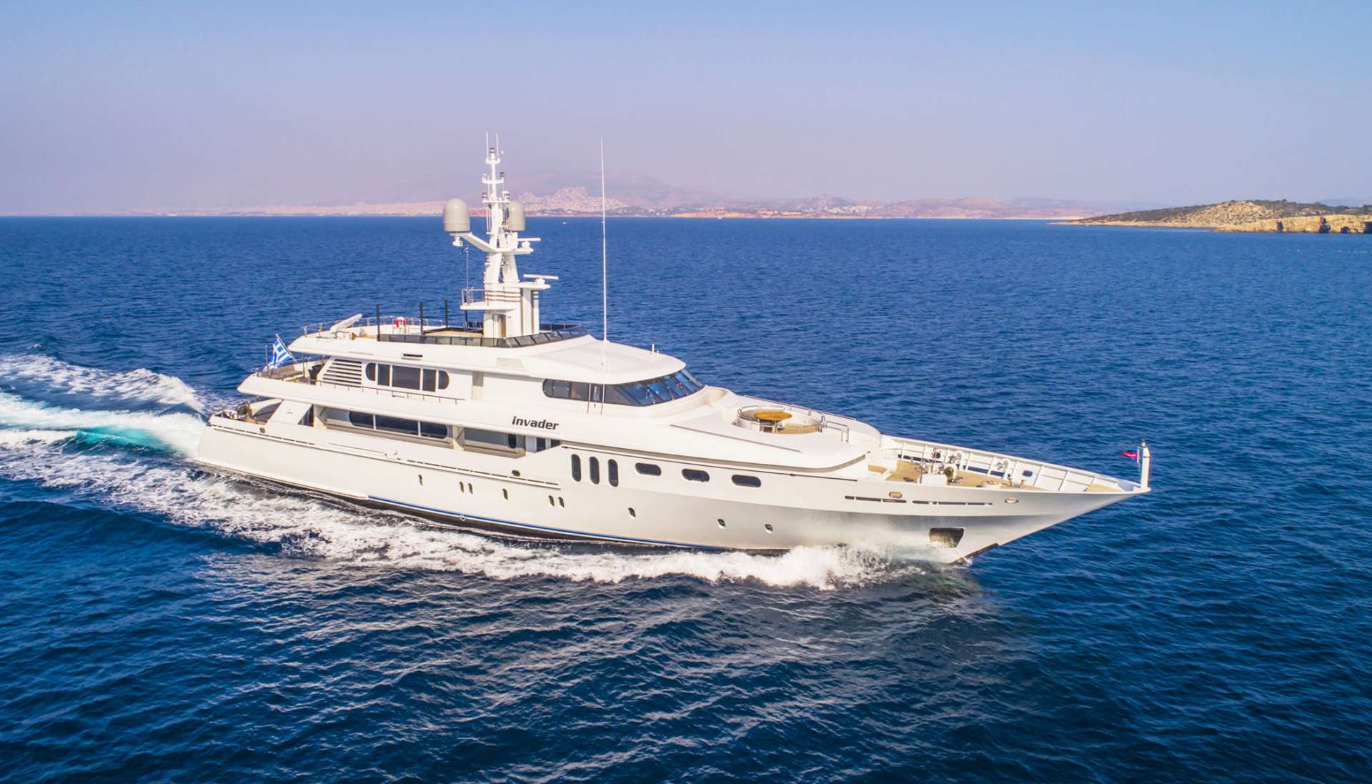Invader luxury crewed Codecasa 164 motor yacht charter cruising Greece