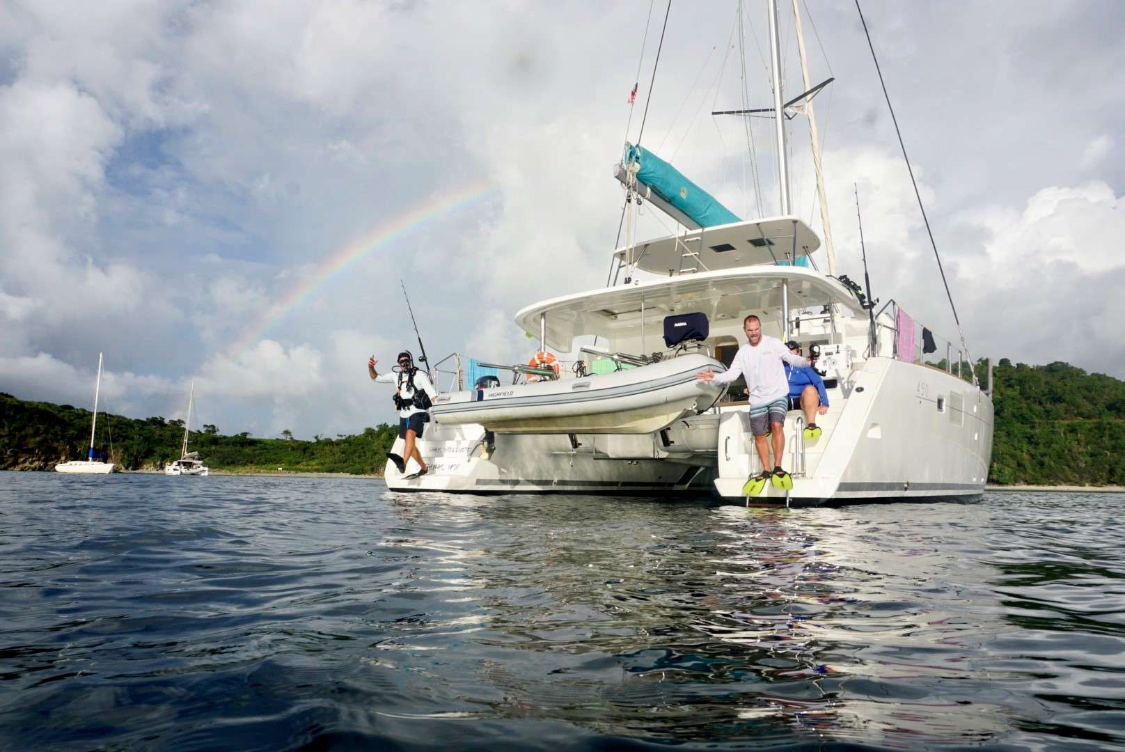 Chaos Interrupted Crewed Catamaran Transom