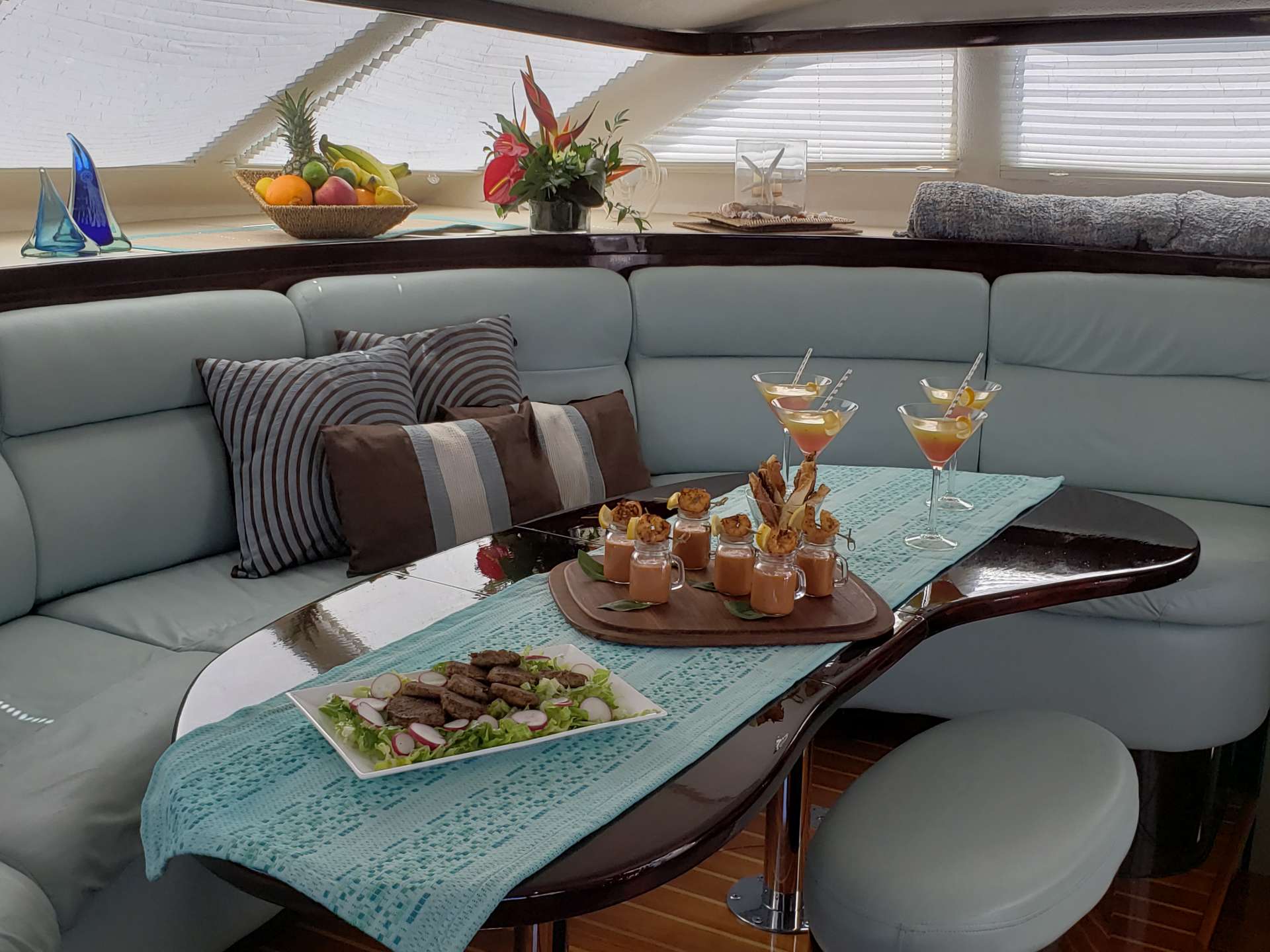 Nutmeg Crewed Catamaran Charters Salon Dining