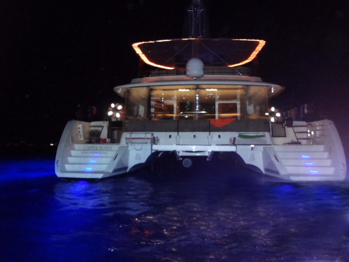 Copper Penny Crewed Catamaran Charters Underwater Lights