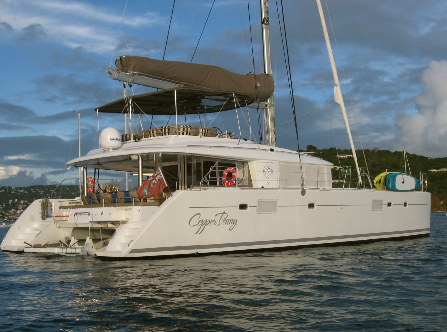 Copper Penny Crewed Lagoon 560 Catamaran Charters Sailing the BVI.