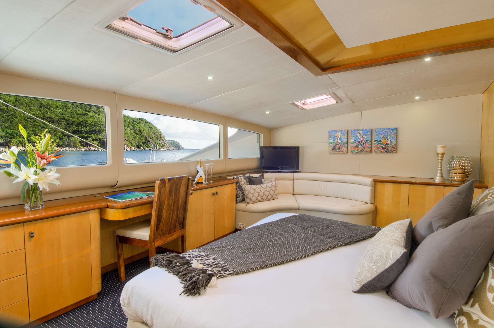 Zingara Crewed Catamaran Charters View from Master Cabin