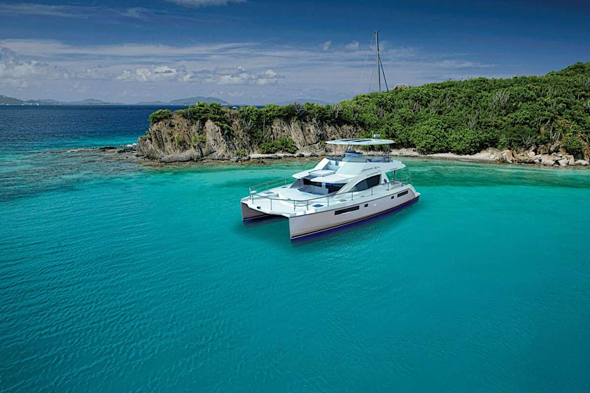 Somewhere Hot Crewed Powercat Charters at Anchor in the BVI