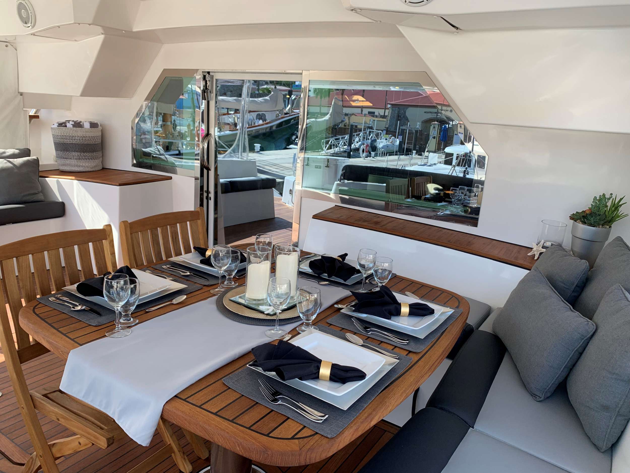Sweet Ann Marie Crewed Catamaran Charters Outdoor Dining