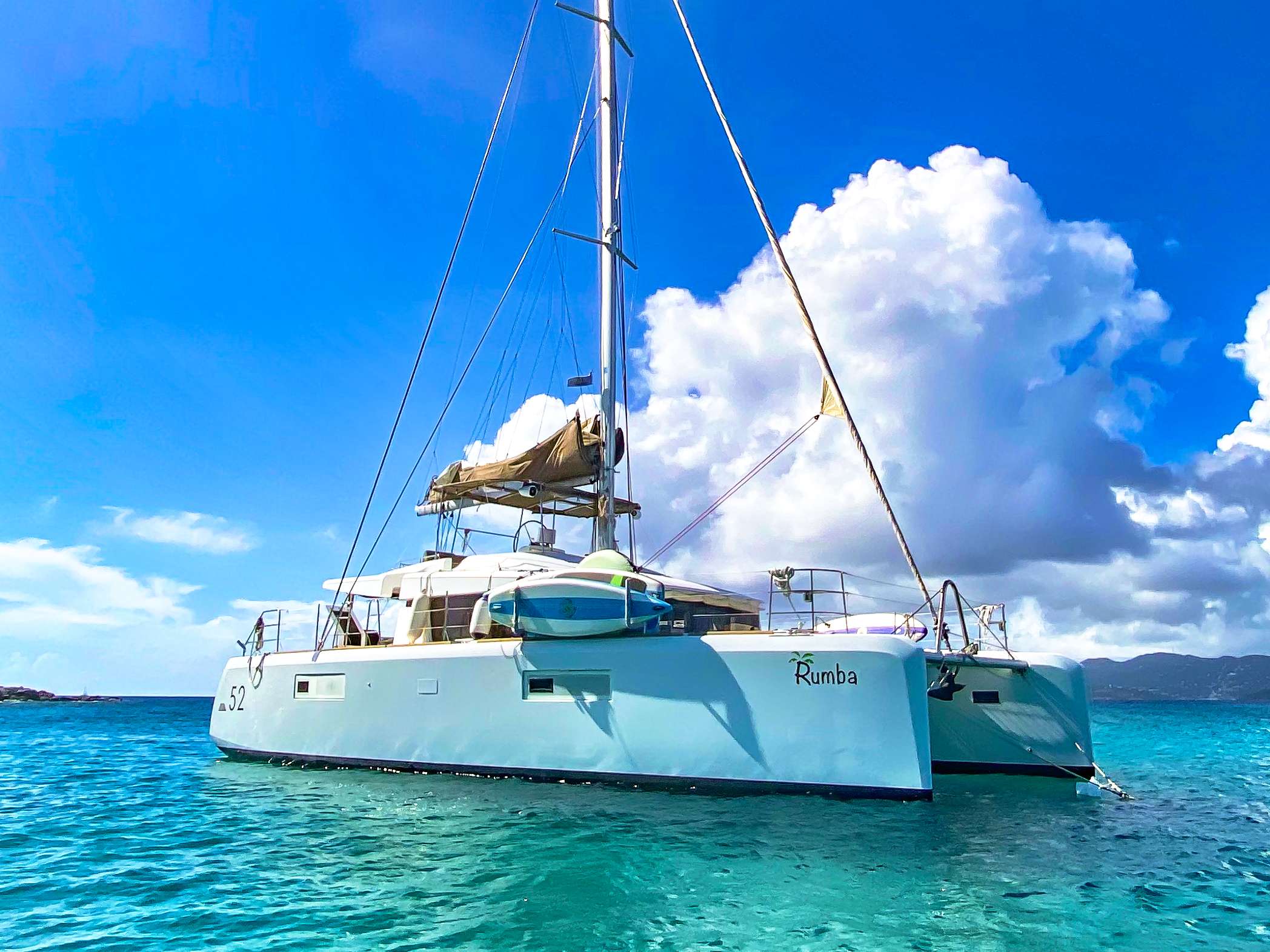 Rumba Crewed Lagoon 52 Catamaran Charter Anchored in the Virgin Islands