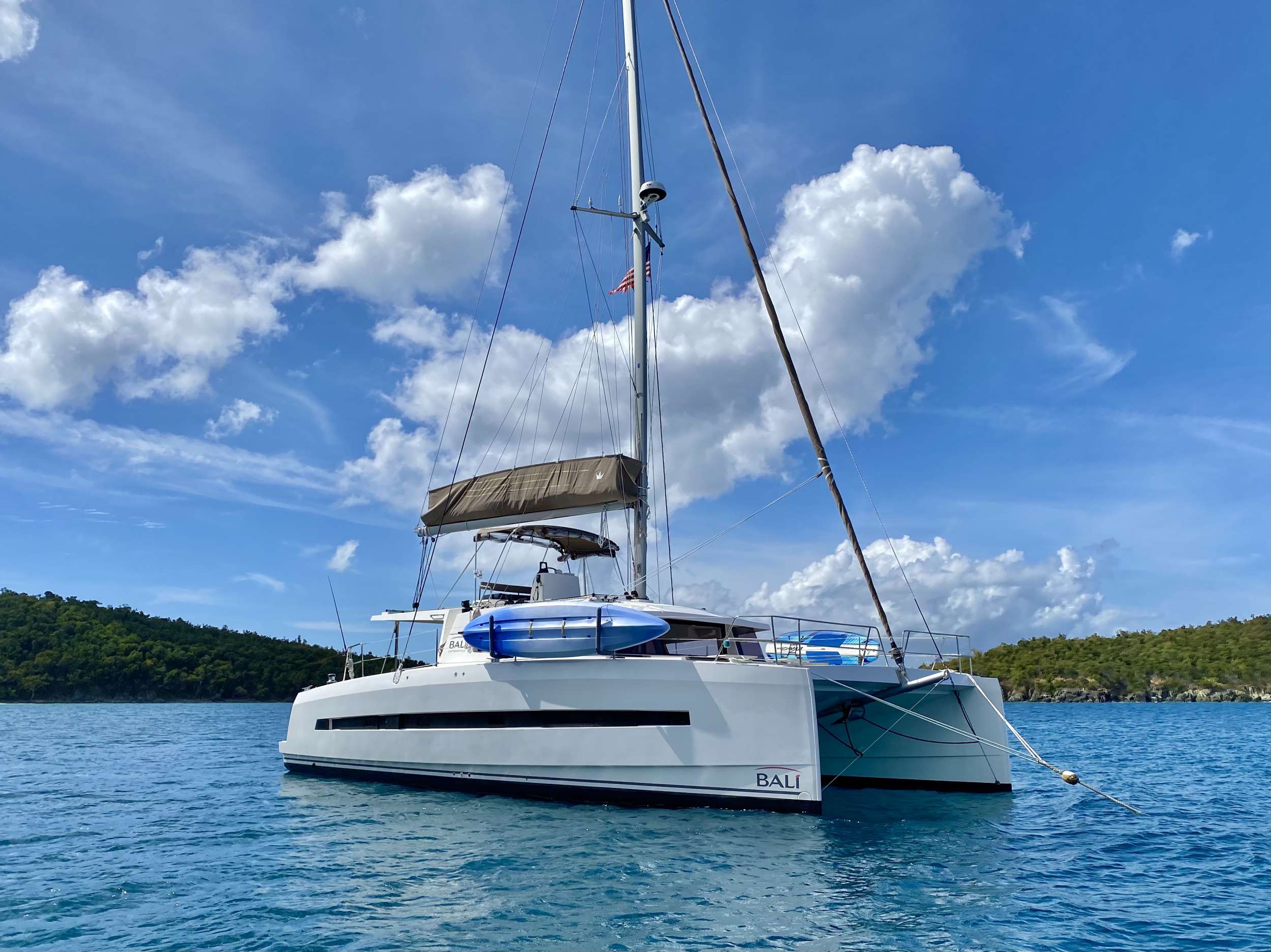 Freestyle Skippered Catamaran Charter Anchored in the USVI