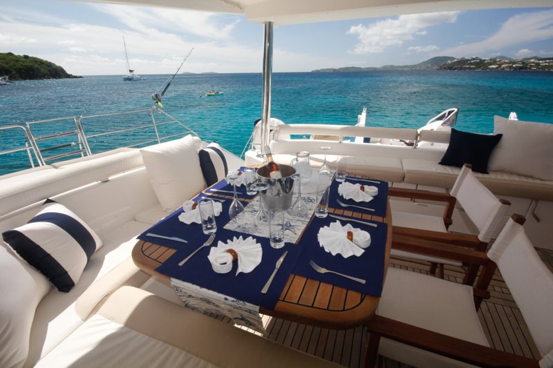 Elysium Crewed Privilege 61 Catamaran Charters Outdoor Dining