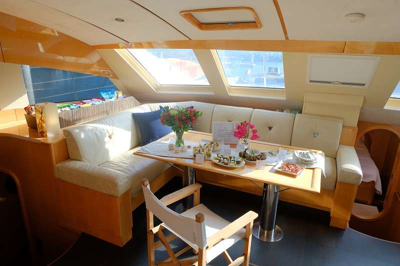 Elysium Crewed Privilege 61 Catamaran Charters Main Salon Dining