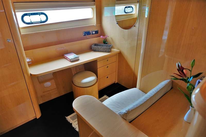 Elysium Crewed Privilege 61 Catamaran Charters Master Suite Vanity