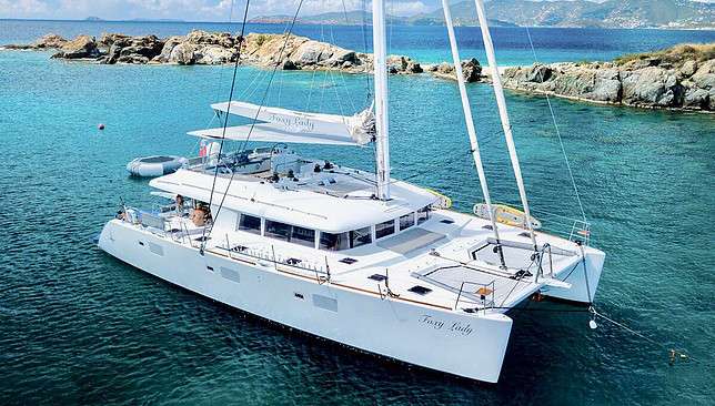 Foxy Lady Crewed Lagoon 62 Catamaran Charters Anchored in the BVI