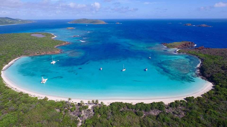 Manna Crewed Catamaran Charters Anchored in the Spanish Virgin Islands