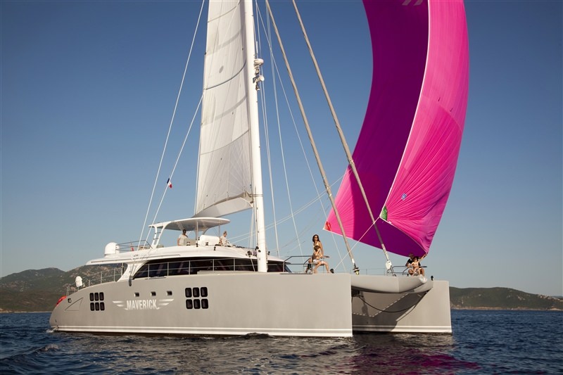 Maverick Crewed Sunreef 70 Catamaran Charters Sailing the BVI