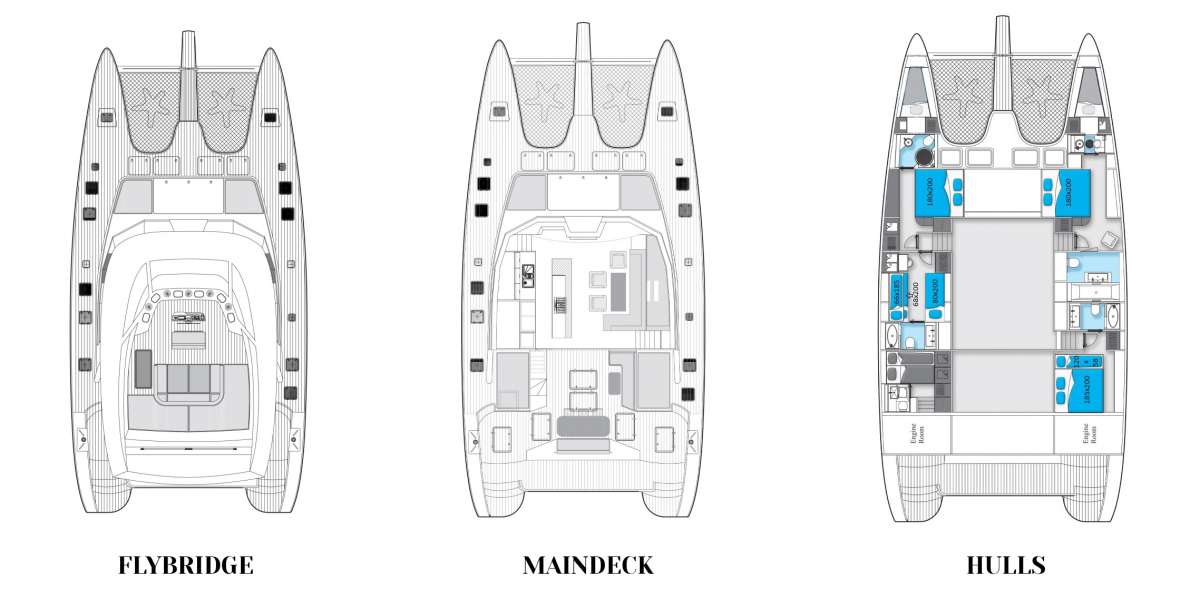 Maverick Sunreef 70 Crewed Catamaran Charters Layout