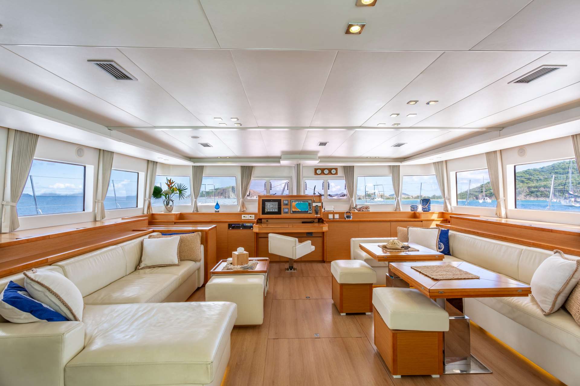 Serenity Now Crewed Lagoon 62 Catamaran Charters Main Salon