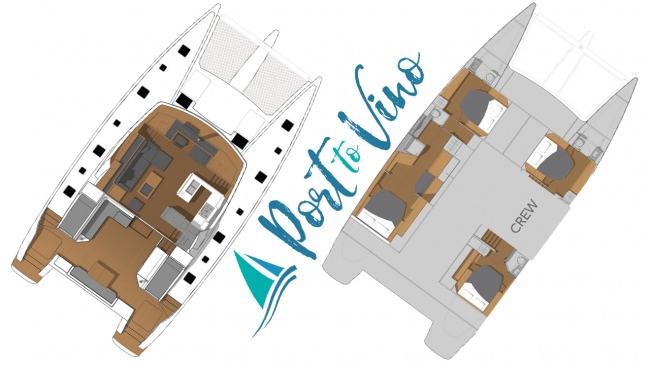 Port to Vino Crewed Catamaran Charters Layout
