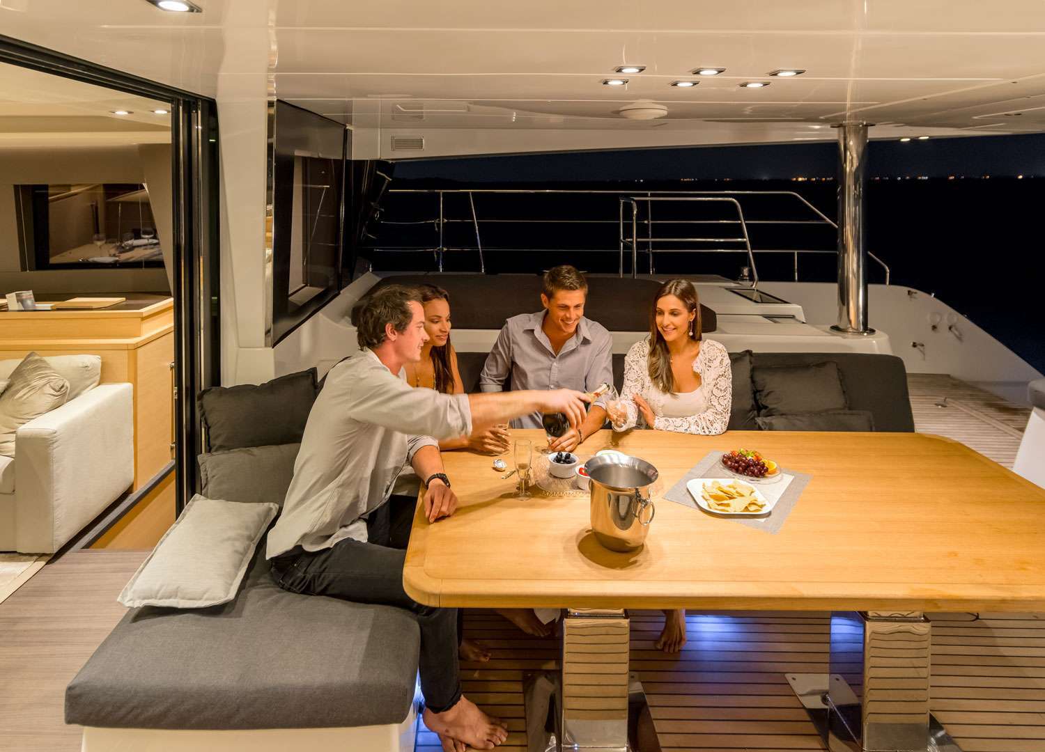 Ultra Lagoon 630 Powercat Crewed Charters Outdoor Dining