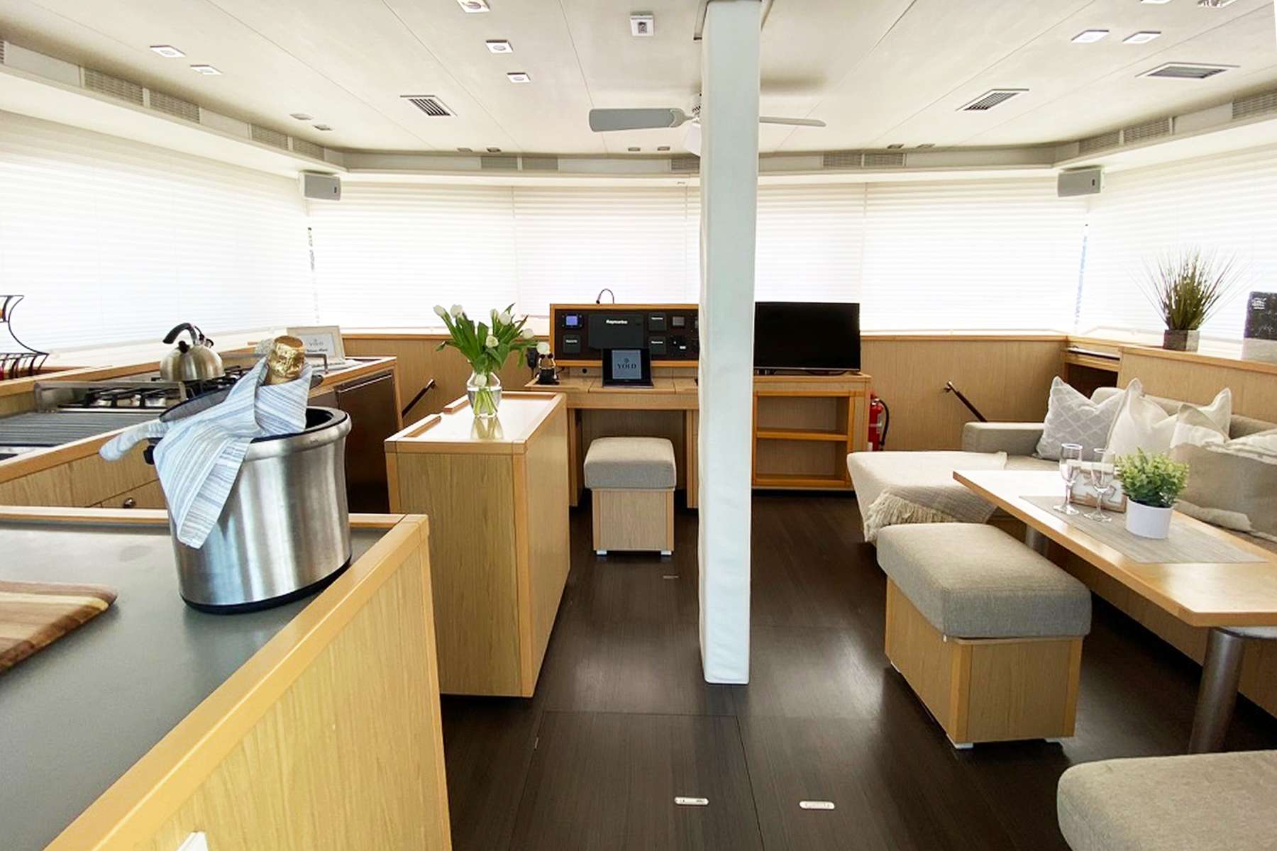 Yolo II Crewed Catamaran Salon Forward