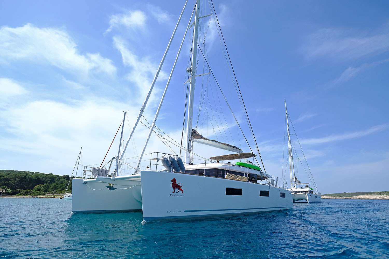 Adriatic Lion Crewed Lagoon 620 Catamaran Charter anchored in Croatia