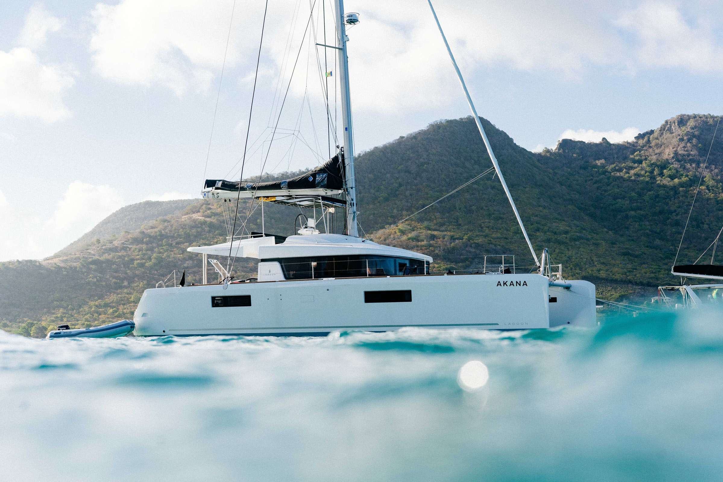 Akana crewed Lagoon 52 catamaran charter anchored in Croatia