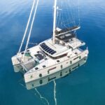 Emerald Gemini crewed Lagoon 52 catamaran charter anchored in Croatia