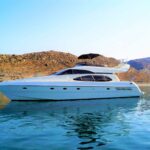 Aventura II Azimut 58 crewed motor yacht charter anchored in Greece