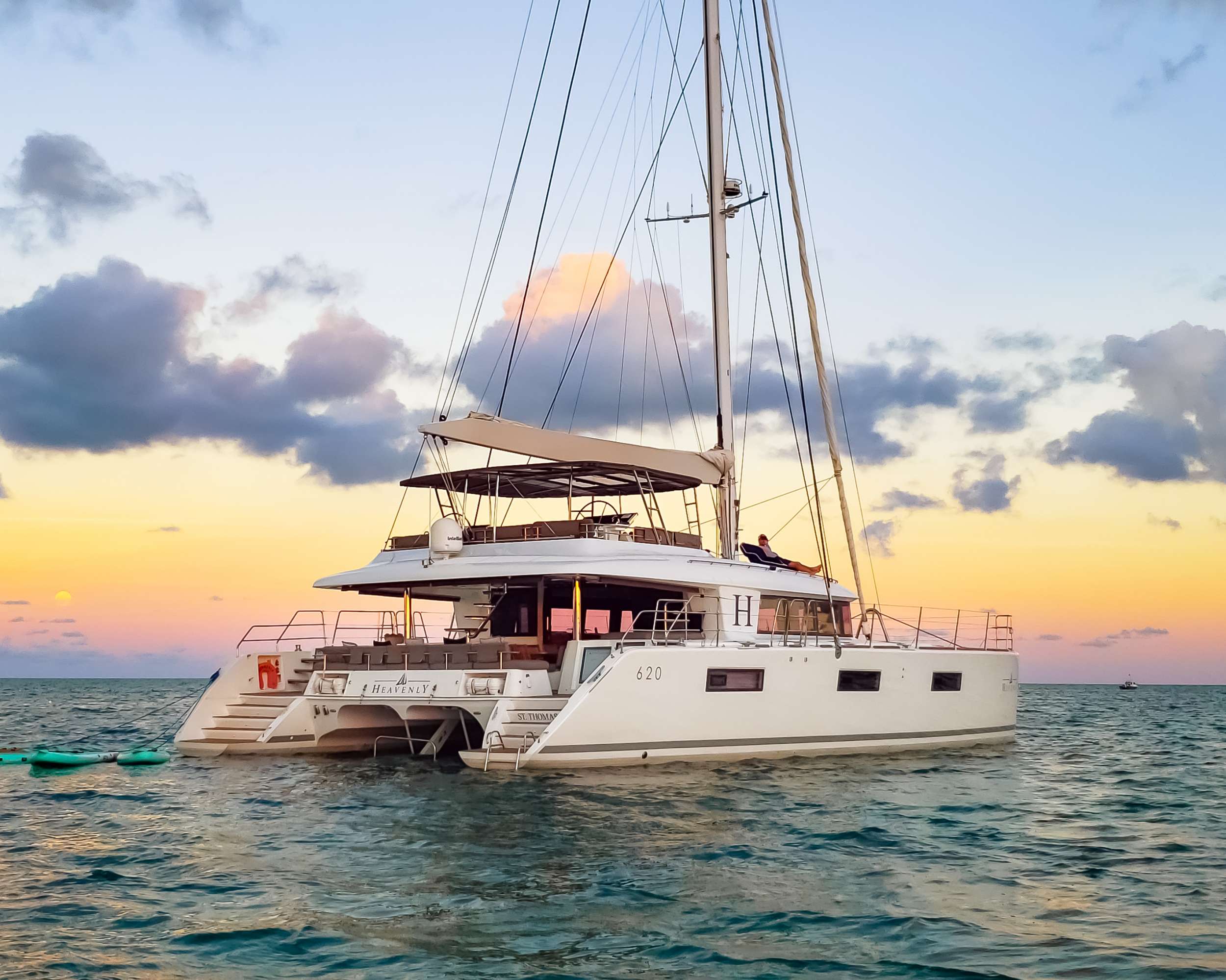 Heavenly Crewed Catamaran Charter Anchored in the Virgin Islands