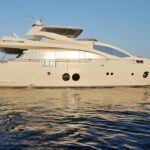 Funsea Aicon 90 crewed motor yacht charter anchored in Greece