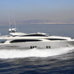 Dragon luxury crewed Guy Couach 121 motor yacht charter under power in Greece