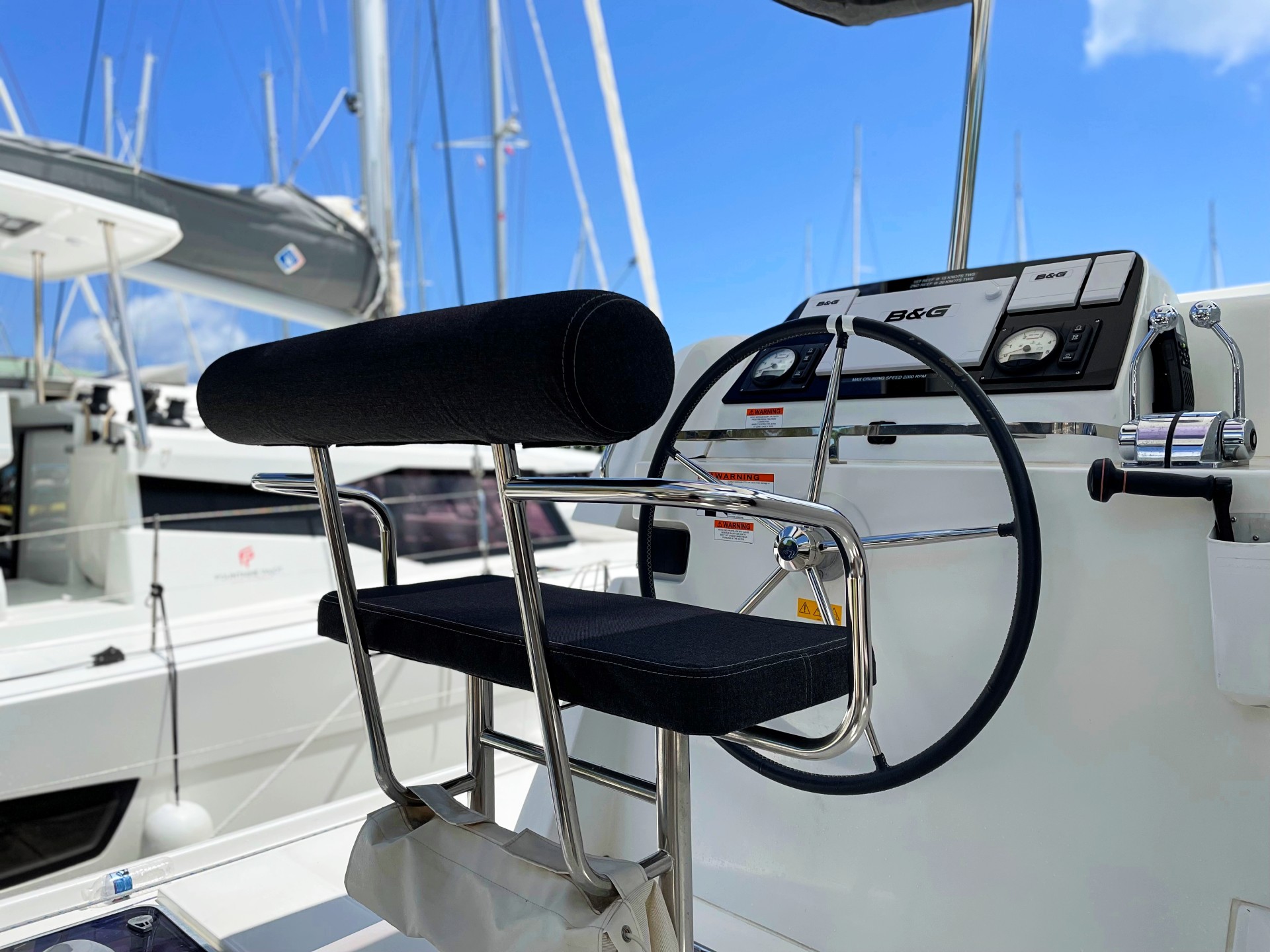 TMM Lagoon 42 Time Will Tell bareboat helm