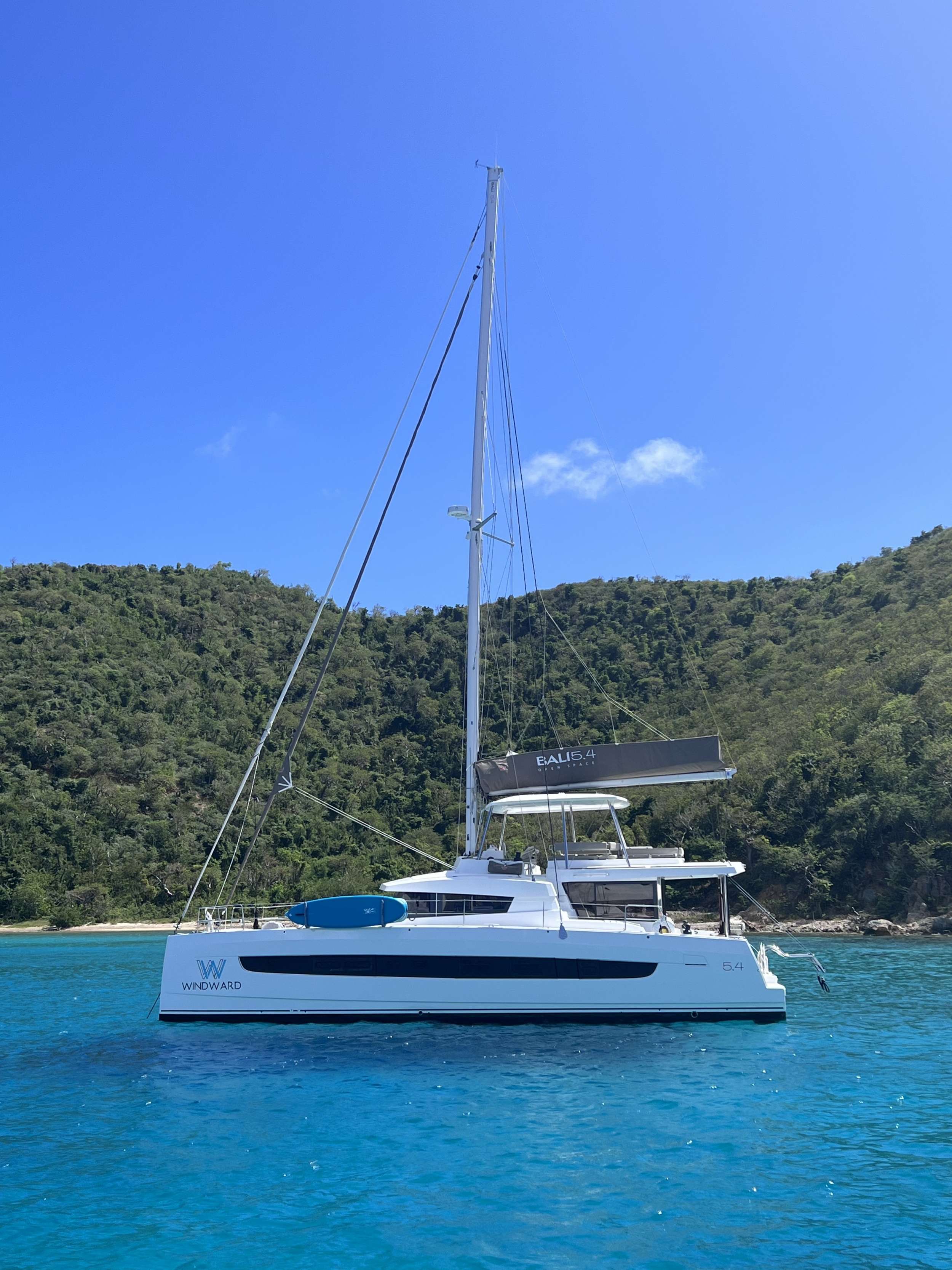 Windward Crewed Bali 5.4 Catamaran Charters at Anchor in the BVI