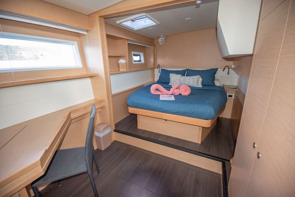 Oui Cherie Crewed Catamaran Walkaround Queen Bed