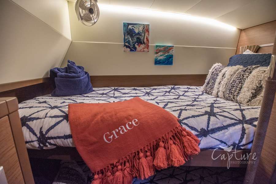 Grace Crewed Lagoon 52 Catamaran guest cabin