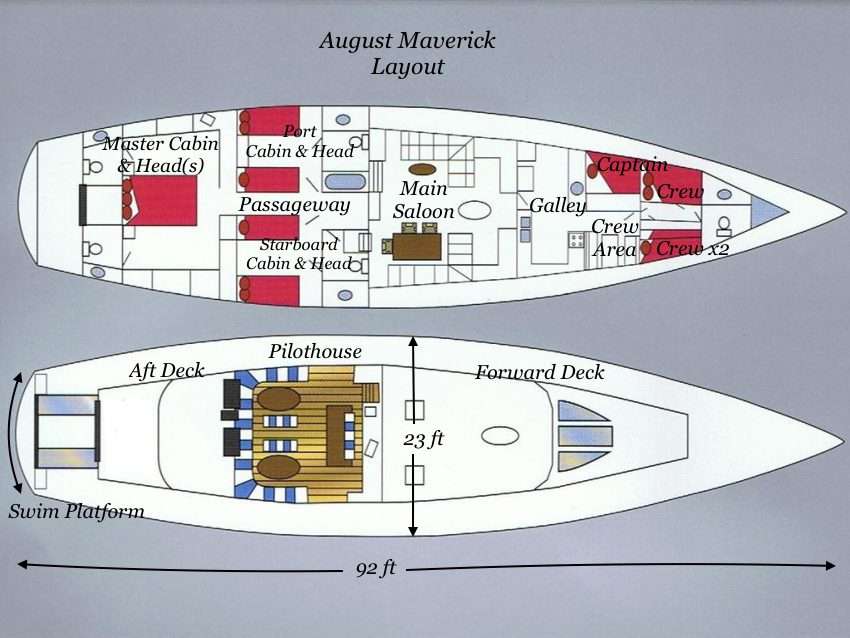 August Maverick Crewed Yacht Layout