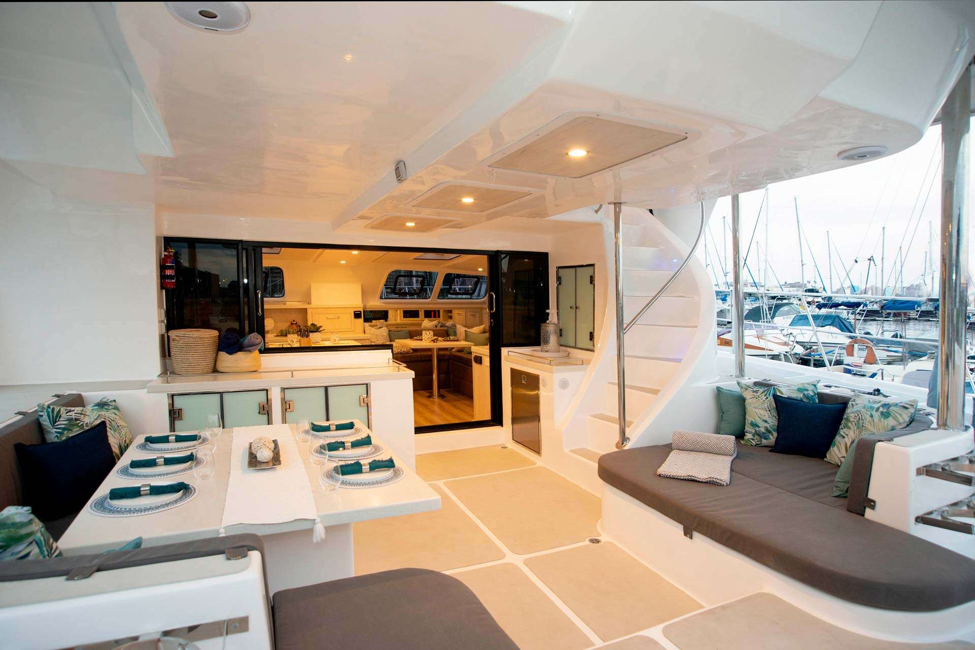 Barefeet Retreat Crewed Catamaran Table Setting