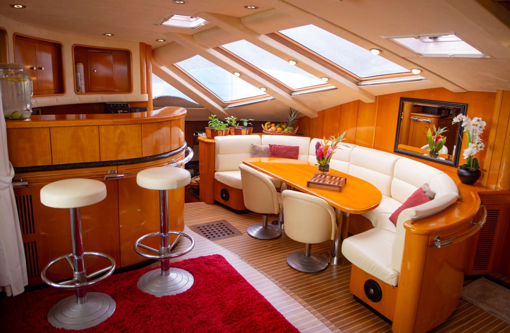 Felicia Crewed Catamaran Charters Salon Dining and Bar