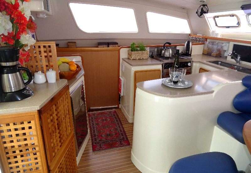 Dreaming On Crewed Catamaran Galley