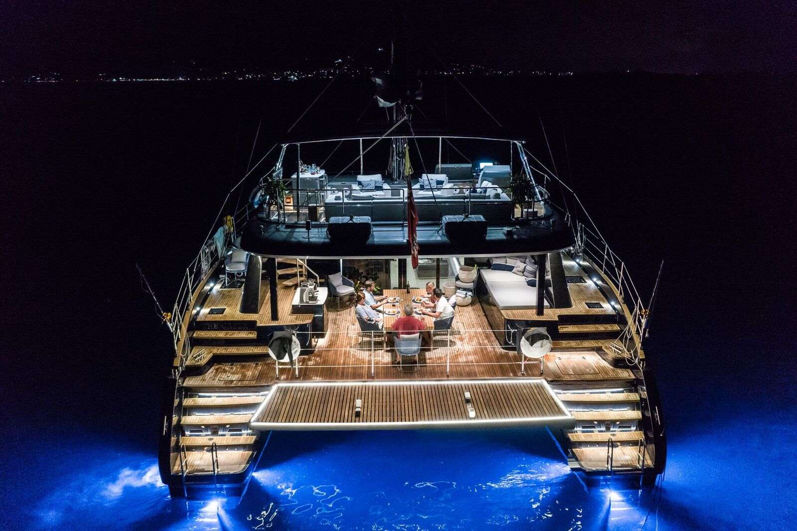 Relentless Crewed Catamaran Charter Underwater Lights